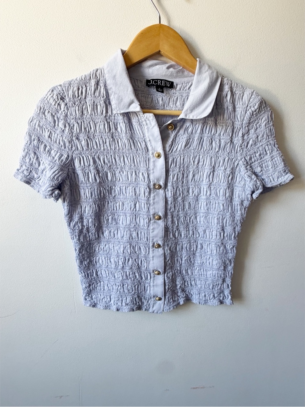 J.Crew Smocked button-up shirt in cotton-blend voile. Size small